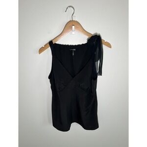 Y2K Babydoll Going Out Minimalist Quiet Luxury Old Money Womens Top Black S Bow